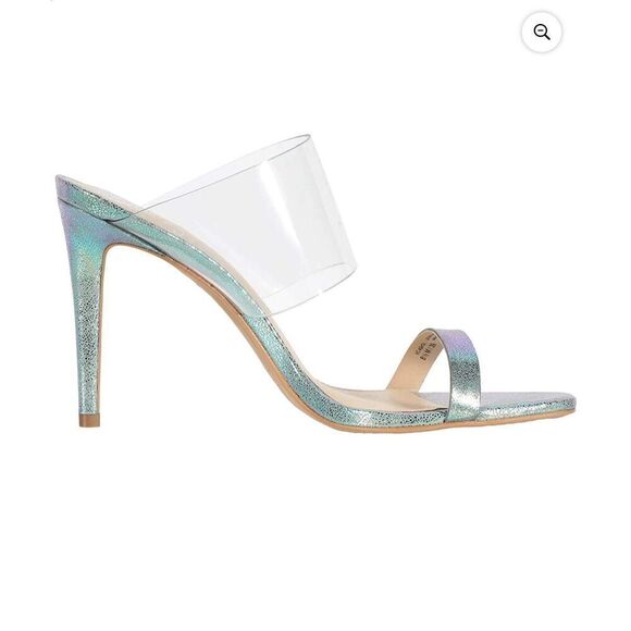 Vince Camuto Ashta Holographic Clear Wrapped Stiletto Mule High Heeled Sandal 10 - Picture 1 of 7